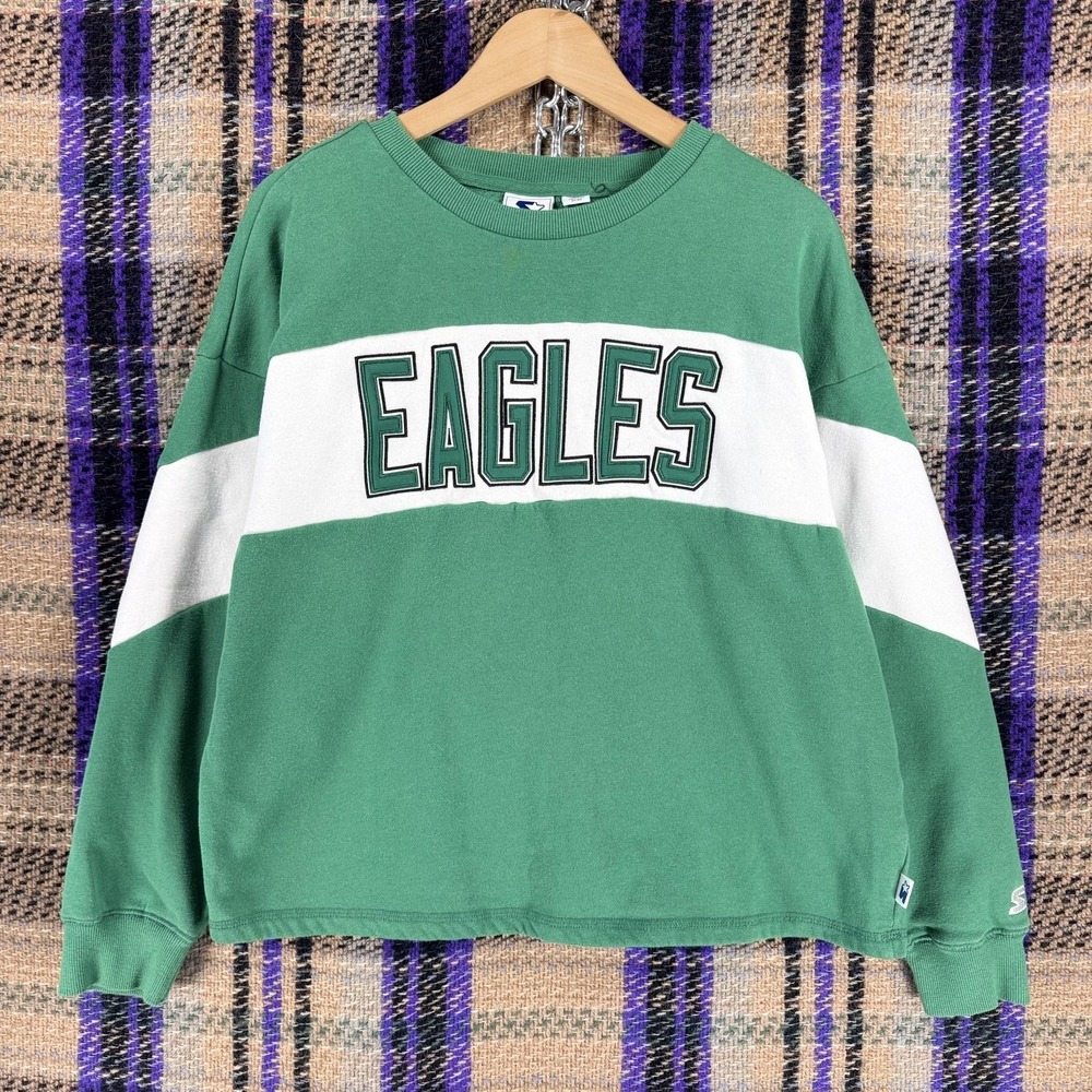 Philadelphia Eagles Sweatshirt Womens Large Green‎ NFL Football Starter Crewneck